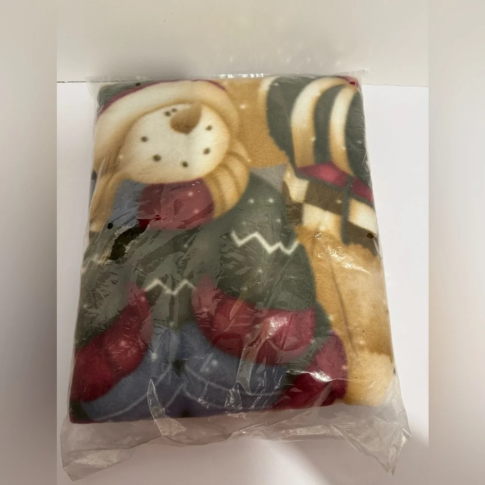 Merry Christmas Snowman Throw Blanket Fleece NWOT